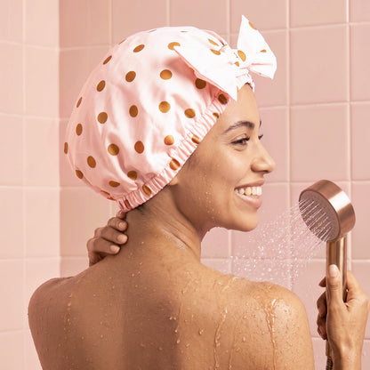 Blush Dot Shower Cap