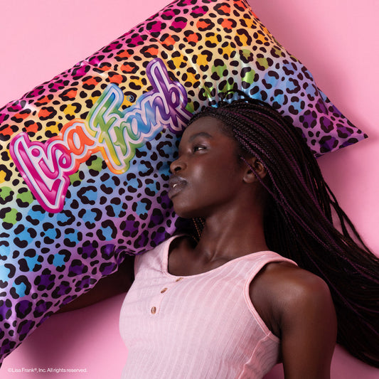 Lisa Frank x Kitsch Rainbow Leopard Satin Pillowcase — Standard — flat