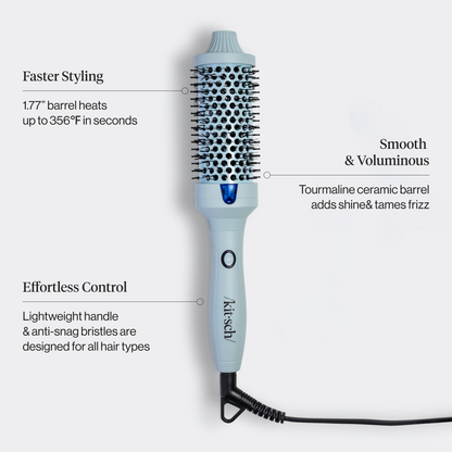 Kitsch Large Thermal Round Brush performance results: 96% achieved volumized hair, 88% smooth frizz-free results, 76% reduced styling time