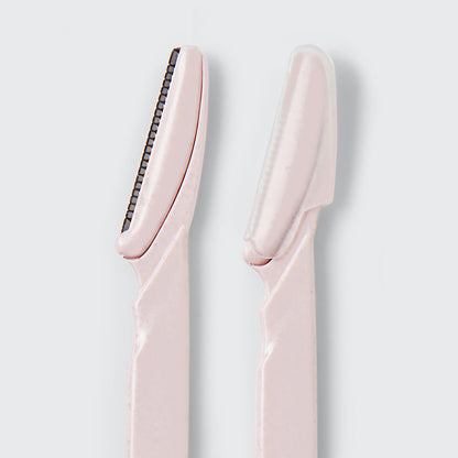 KITSCH Eco-Friendly Dermaplaner 12-pack in blush — product flat lay — wheat straw handle dermaplaner for gentle facial exfoliation — included FREE in bundle
