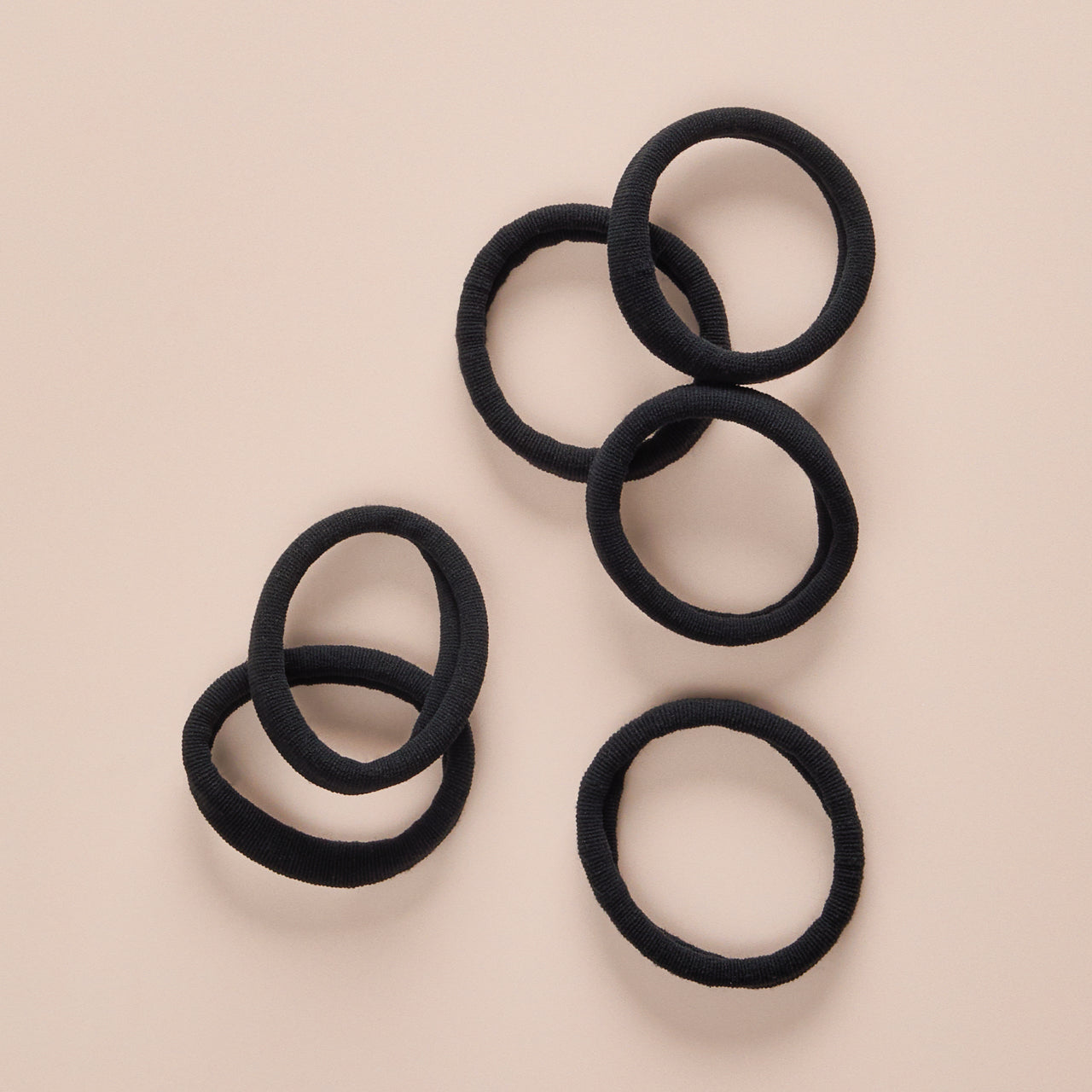 Kitsch Recycled Nylon Thick Hair Elastics 6pc - Black, creative product shot