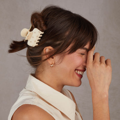 KITSCH Ivory Rhinestone Cloud Claw Clip - on-model lifestyle #3