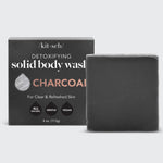 Kitsch Charcoal Detoxifying Solid Body Wash bar on a soft neutral background