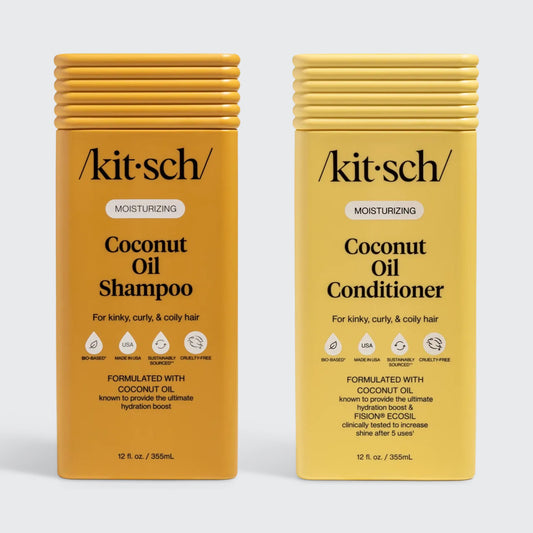 KITSCH Moisturizing Coconut Oil Shampoo & Conditioner Combo set, 12 fl oz each, for kinky, curly & coily hair